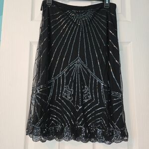 Banana Republic Black Sequin A-Line Skirt